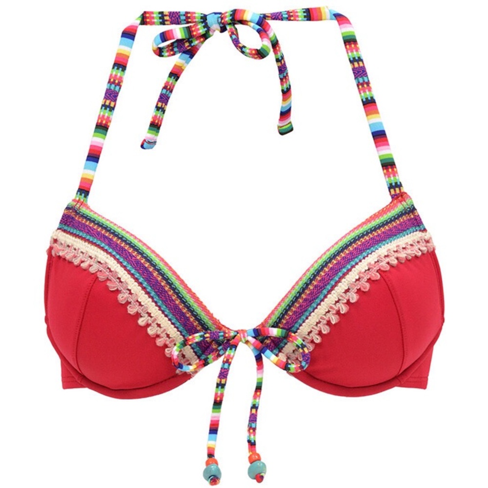 Lucky Brand Red Peruvian Spice Bikini Top